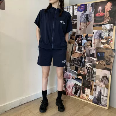 实拍韩风chic港味酷酷少女男友风拼接短袖外套 休闲短裤套装 王家服饰0854 38 00元 广州批发货源 搜款网