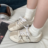 娇彤复古拼色德训鞋 系带休闲内增高百搭阿甘运动鞋 女2026春季 新款