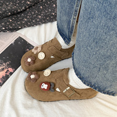 娇彤厚底勃肯鞋 花朵百搭一脚蹬博肯洞洞鞋 女包头半拖鞋 女外穿春季