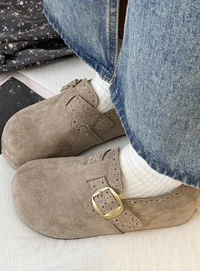 娇彤 全包勃肯鞋女内增高2026新款扣带厚底复古百搭休闲博肯单鞋