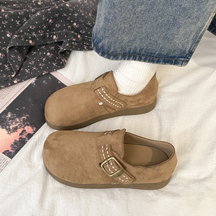 娇彤全包勃肯鞋女厚底增高2026春季新款扣带休闲舒适百搭博肯单鞋