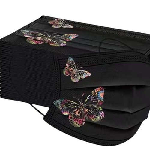 黑色蝴蝶一次性三层防护口罩