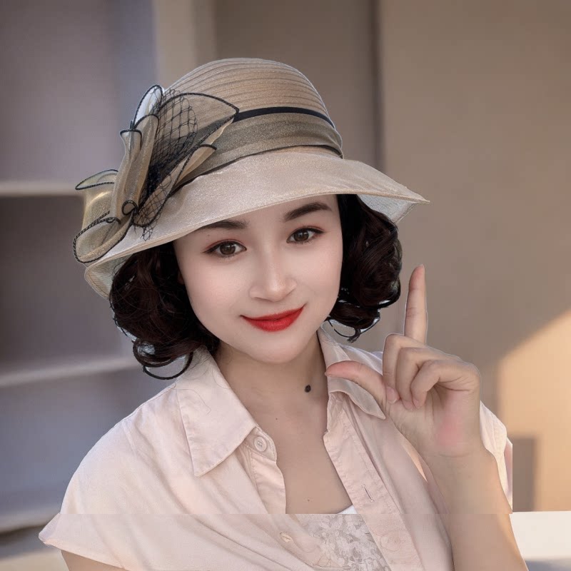 假发帽子一体遮阳防晒透气帽子