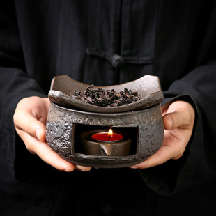 粗陶日式烘烤炉陶瓷熏香雪松香薰烤茶炉蜡烛加热茶叶提香烤咖啡豆