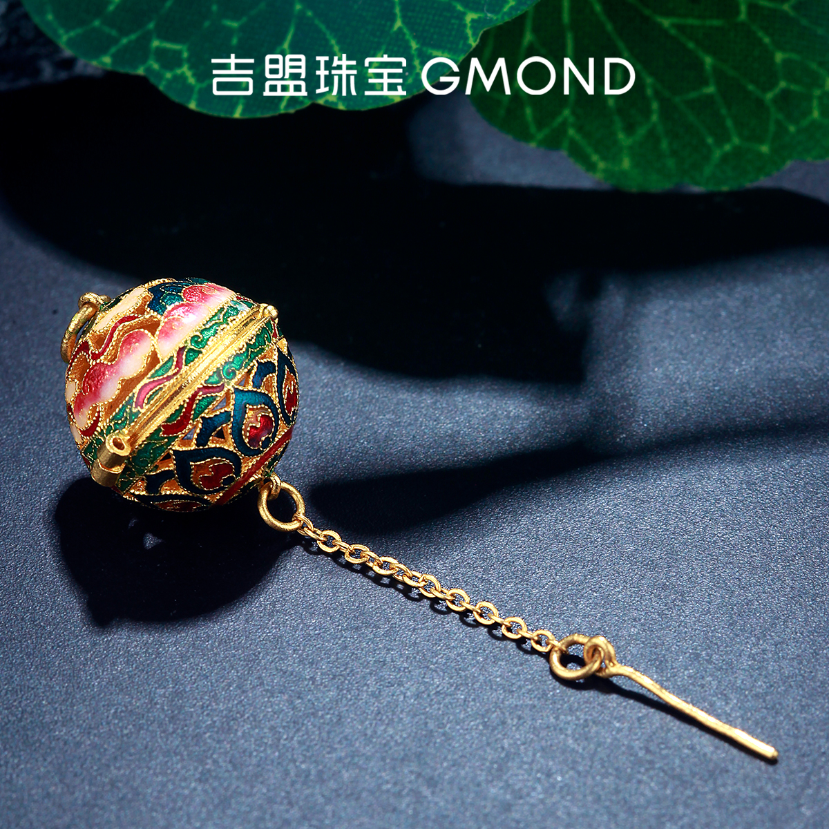 吉盟珠宝古法黄金吊坠九色鹿香囊