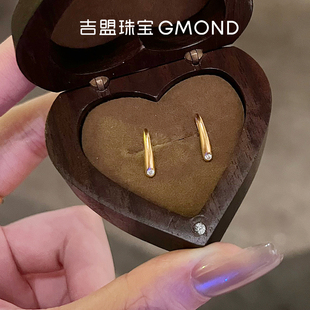 吉盟珠宝古法黄金耳饰女999足金耳钩鲁伯特之泪简约个性时尚ins风
