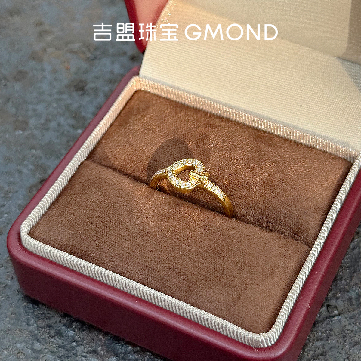 吉盟珠宝5D黄金戒指999足金女戒镂空心形个性时尚甜蜜清新送女友