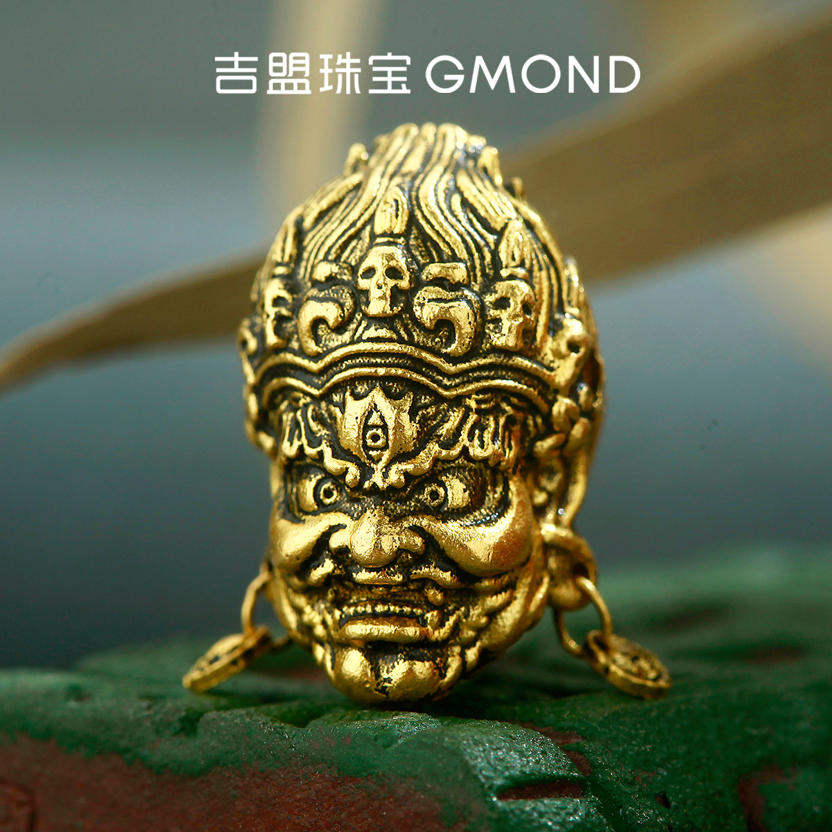 999足金大黑天三通古法黄金文玩