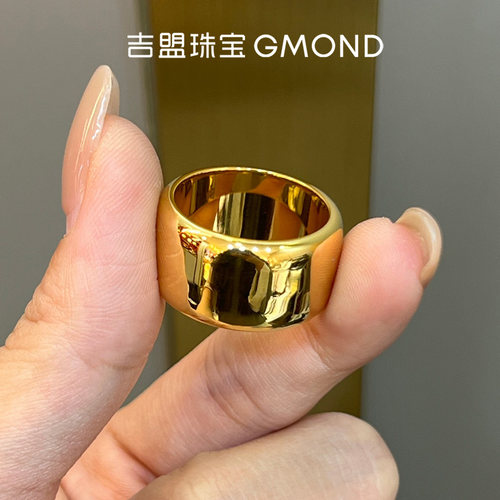 亮面轮胎黄金戒指999足金大指环