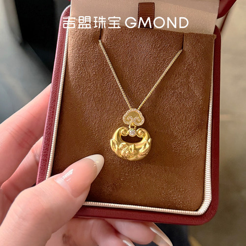 5D黄金吊坠莲花小胖福999足金