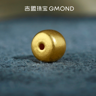 吉盟珠宝999足金文玩哑光素老型珠古法黄金厚壁桶珠手串108配饰
