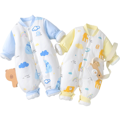 童泰加厚外穿秋冬季保暖连体衣