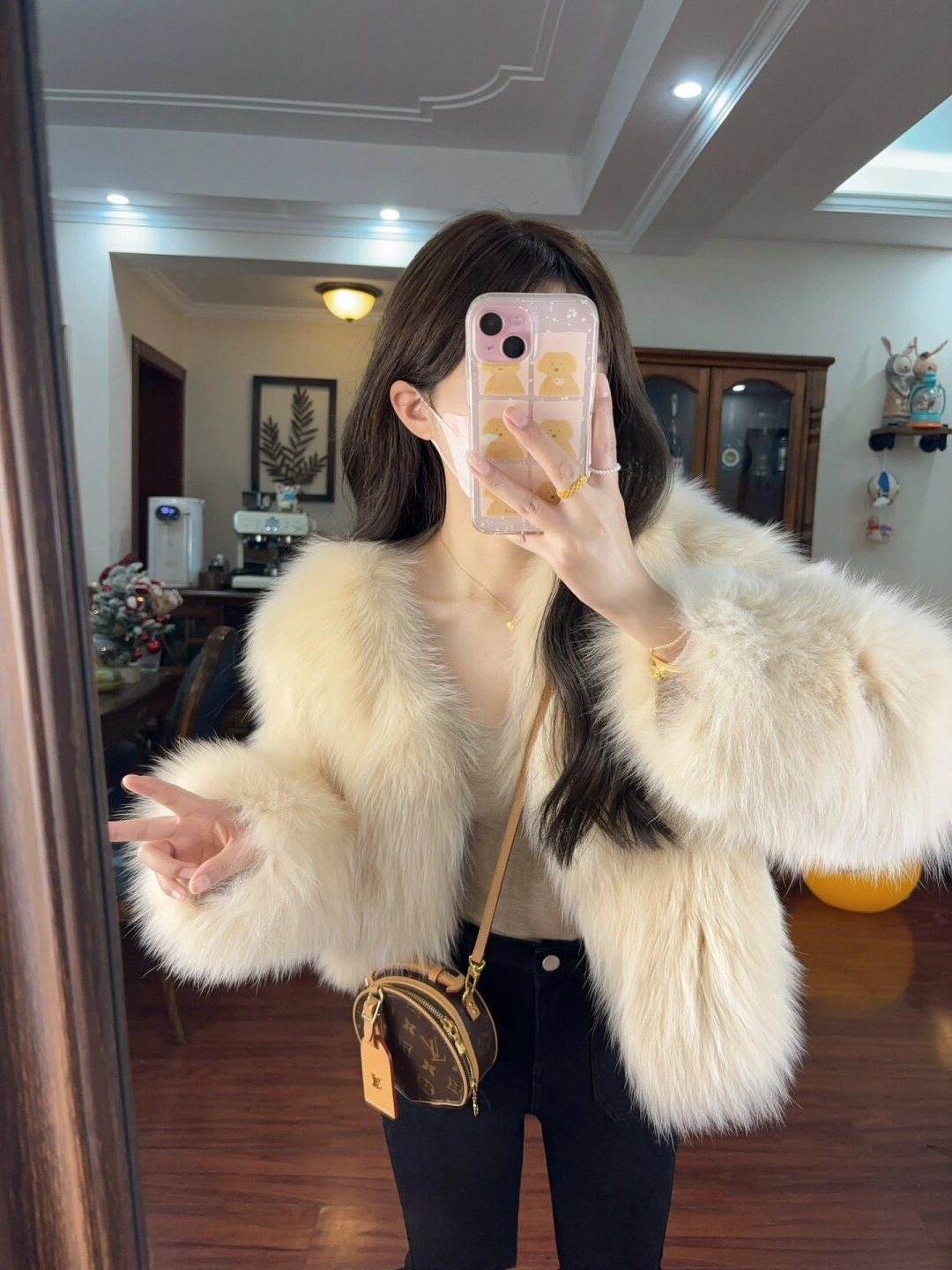 微胖MM环保皮草外套女