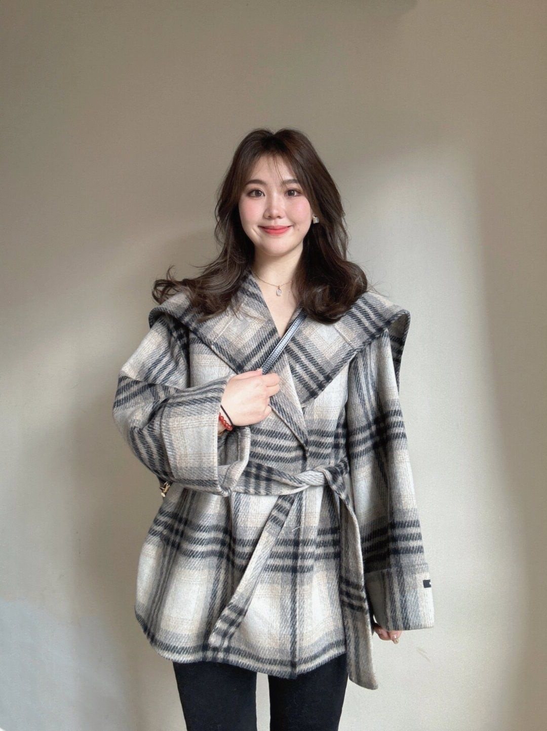 微胖MM复古赫本风海军领格纹毛呢外套女小香风收腰气质宽松上衣潮,女装/女士精品,常规大码外套,淘宝优惠券,粉丝福利购,淘宝优惠卷