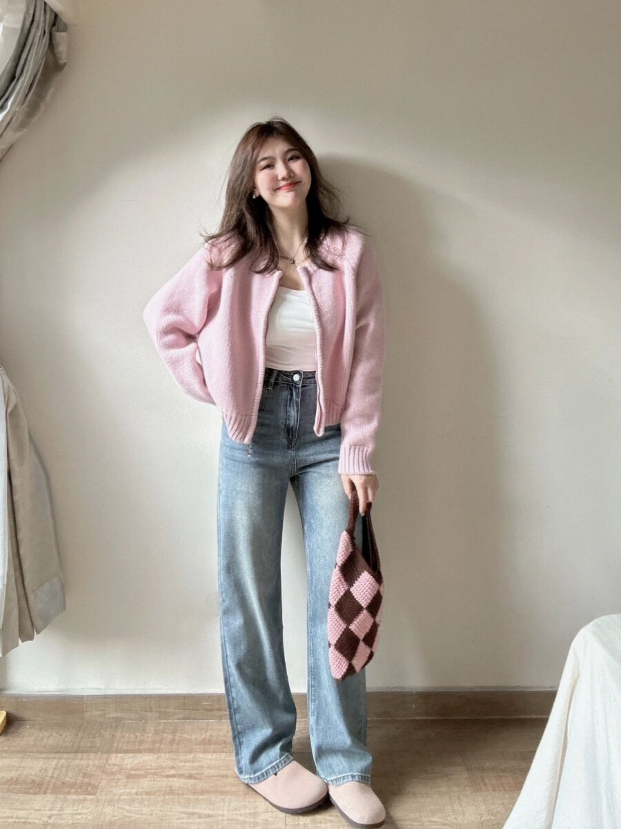 약간 뚱뚱한 여자 프랑스 스타일 가을 겨울 여성용 연령 감소 더블 지퍼 니트 재킷 짧고 부드러운 가디건 탑