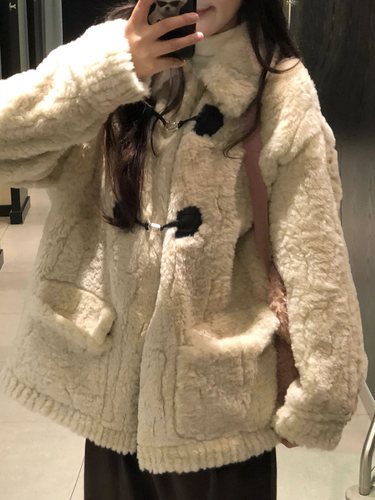 微胖MM小香风仿羊羔毛外套女