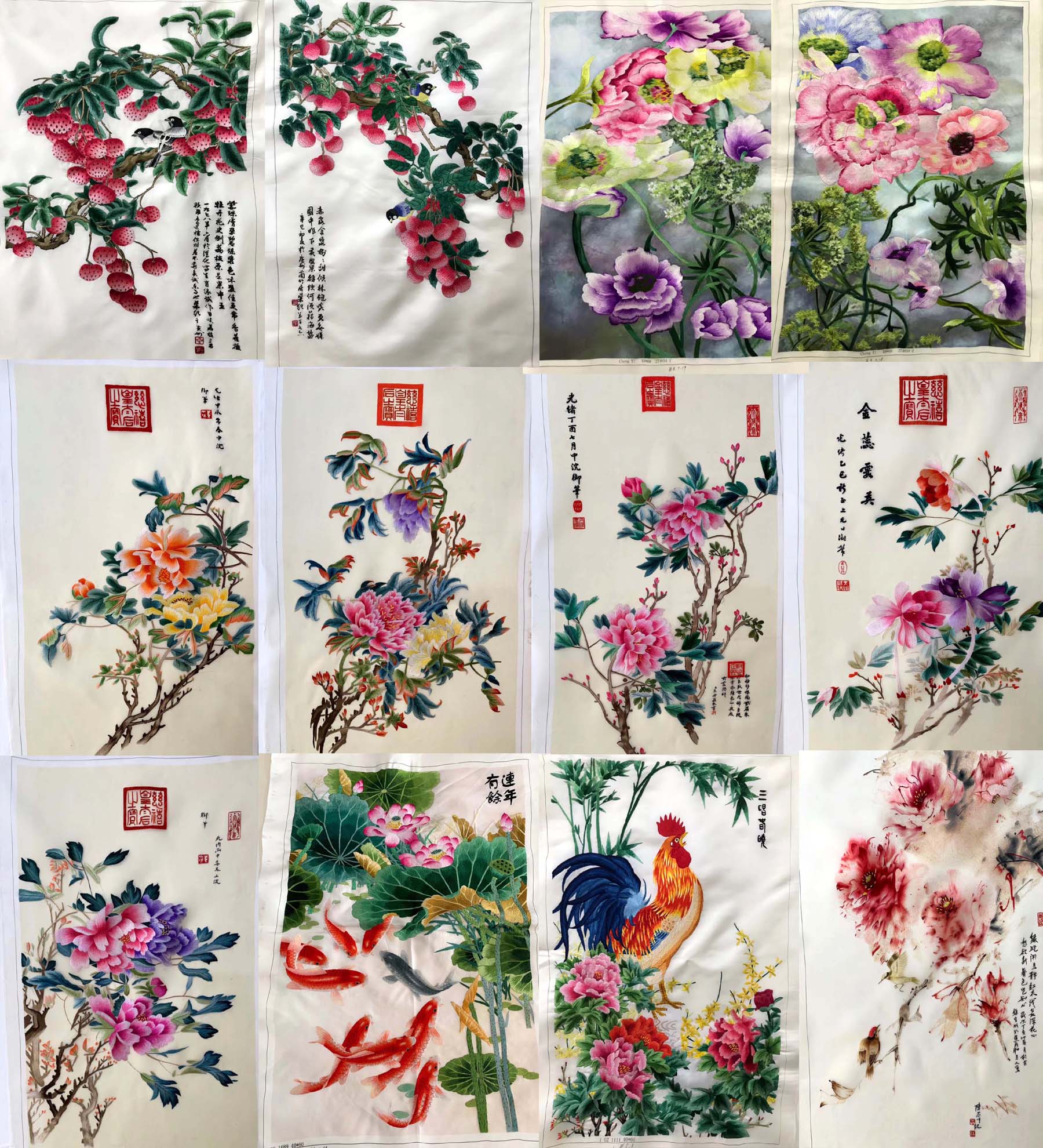 苏绣成品刺绣装饰画蚕丝线餐厅卧室客厅画牡丹鱼荷花水果静物花瓶