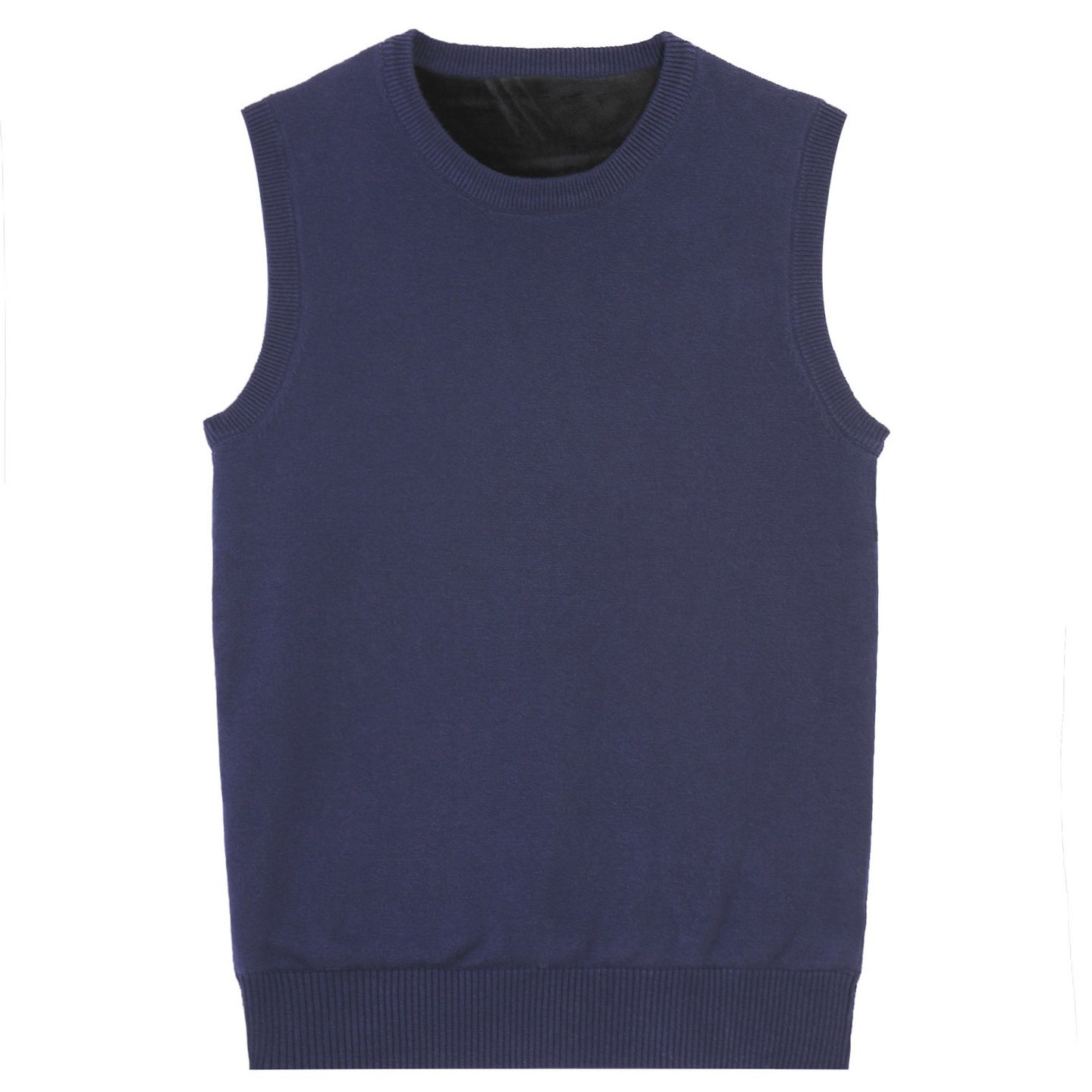 秋冬加厚加绒无袖针织衫男圆领毛背心保暖毛衣马甲毛线坎肩马夹男