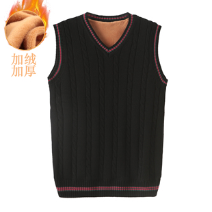 秋冬季男士马甲背心加厚加绒针织衫韩版修身V领毛衣学生保暖马甲