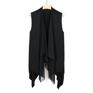 夏季潮流款开衫马甲男休闲披风外搭个性时尚宽松无袖薄马夹暗黑系