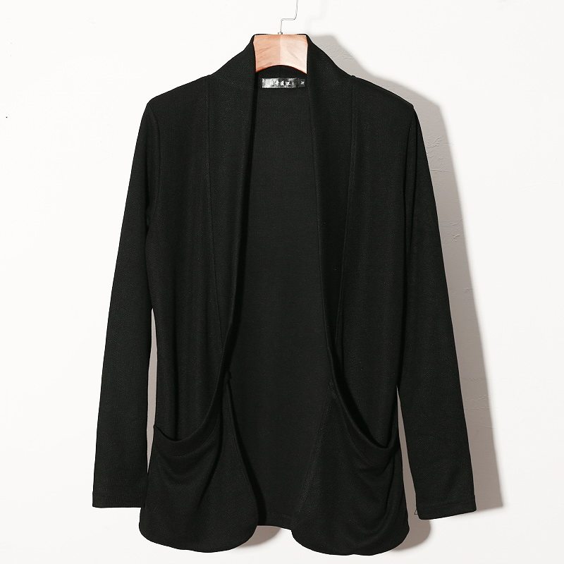 春季男士长袖开衫潮流港风上衣简约纯色休闲外套针织衫男装披风