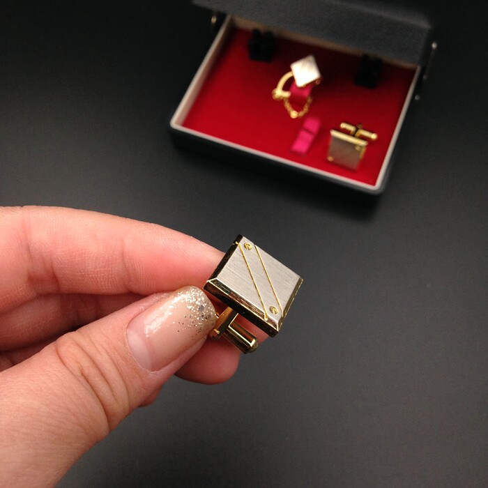 VINTAGE JAPANESE ANTIQUE JEWELRY STAINLESS STEEL FACE GEOMETRIC LINES MINIMALIST CLASSIC SHIRT CUFFLINKS CUFFLINKS CUFF STUDS