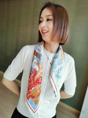 浪漫海洋夏季 搭肩丝巾真丝方巾70x70桑蚕丝围巾女百搭春秋搭衬衫