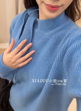 温柔慵懒风半高领绑带针织衫女2025冬季设计高级感上衣