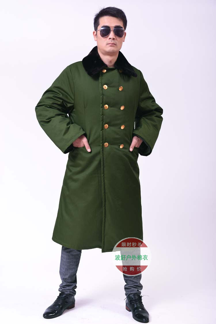 军迷棉大衣纯棉花大衣加厚长款冬季男女东北老黄绿棉袄保安防寒服