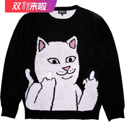 美国RIPNDIP竖中指情侣款毛衣