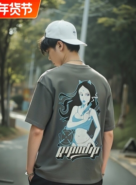 美国潮牌RIPNDIP 贱猫短袖T恤 DESPERADO亡命之徒卡通 男女情侣款