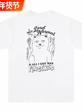 美国潮牌RIPNDIP 贱猫短袖T恤 男女情侣款 FINGERED竖中指鄙视你