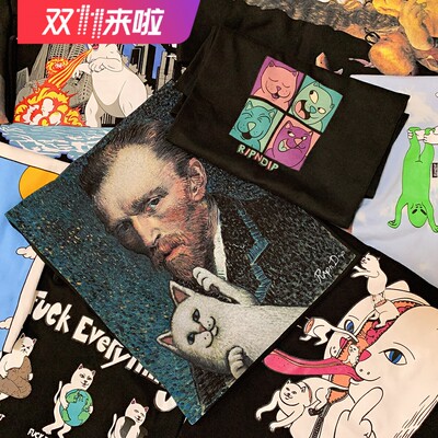 美国RIPNDIP恶搞中指猫情侣短袖