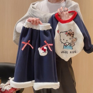 5冬装4女童6加绒加厚KT猫卫衣套装7儿童装8小女孩9工装裤10岁宝宝