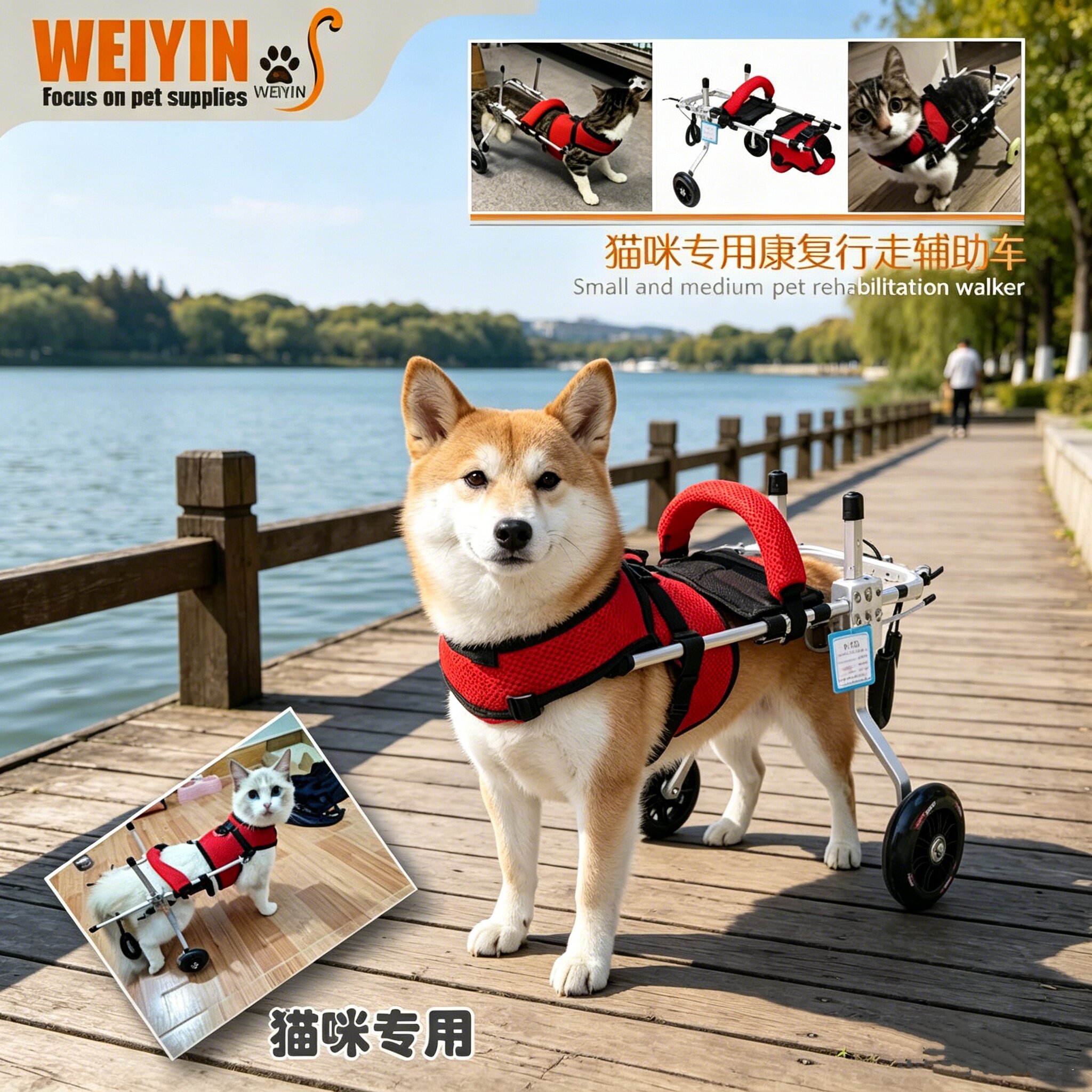 狗狗猫咪康复轮椅残疾宠物可调节轻便助行车老年狗后腿偏瘫助力车