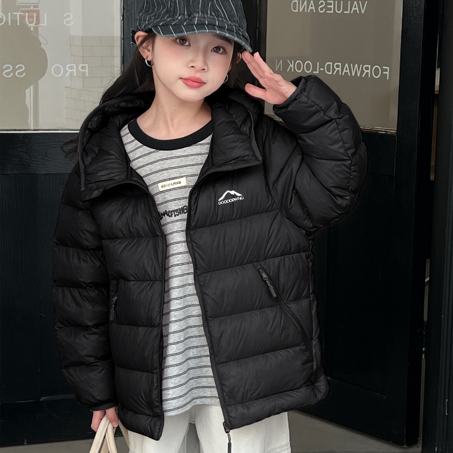 5冬装4女童6白鸭绒轻薄连帽羽绒服外套7儿童装8男童9纯色10岁宝宝