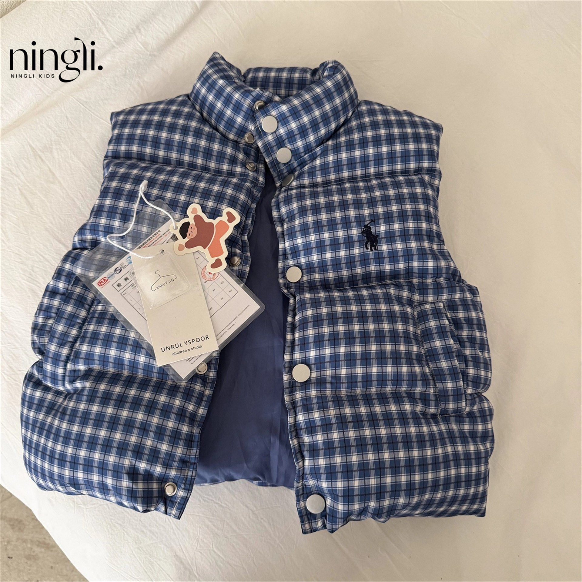 5冬装4男童6加厚格子羽绒马甲外套7儿童装8小男孩保暖背心3岁宝宝