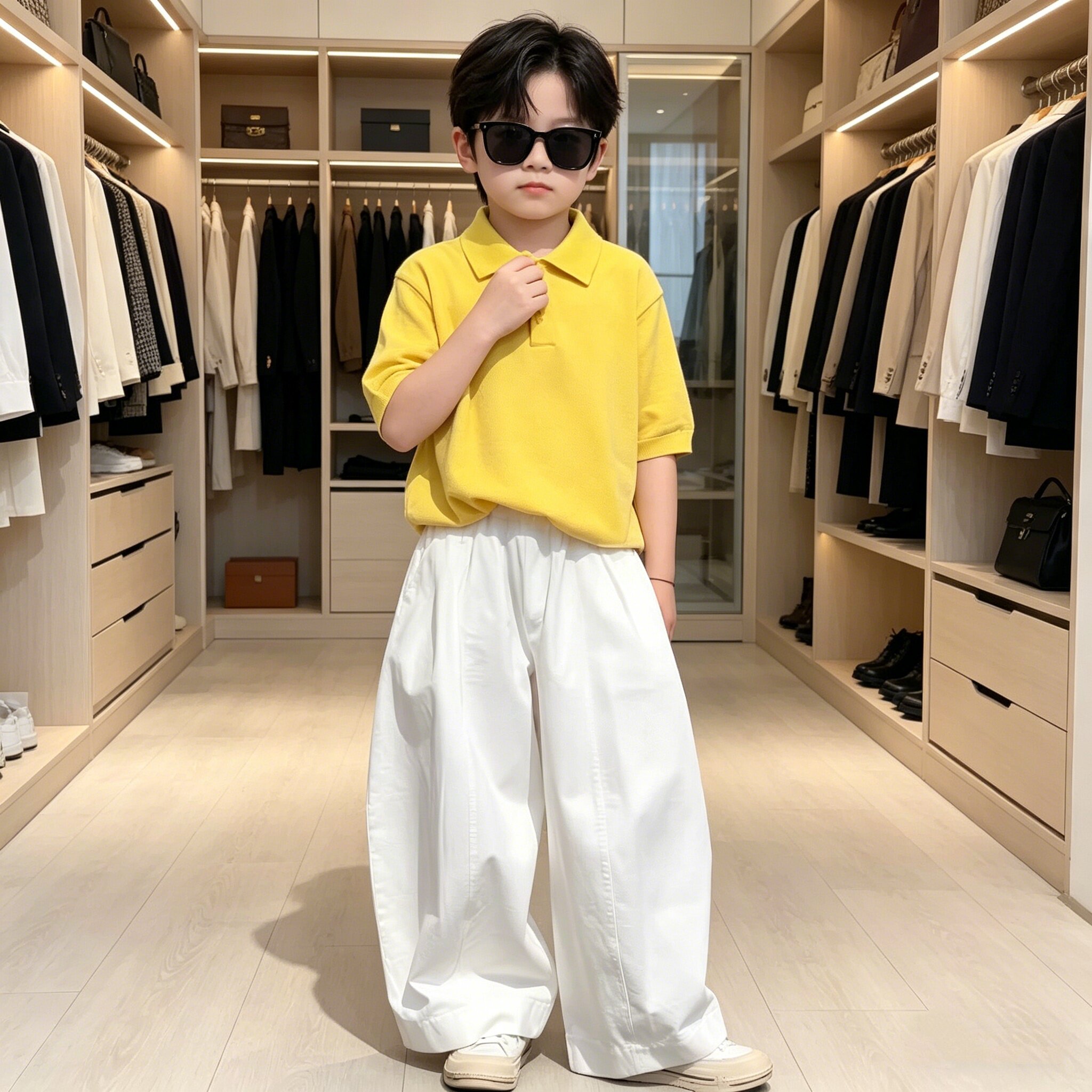 5夏装4男童6黄色POLO衫白色阔腿裤套装7中大童8小男孩9岁休闲衣服