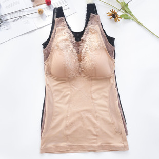 保暖背心女带胸垫加绒免穿文胸塑身衣冬季大码收腹束身打底内衣