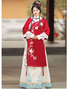 清汉服敬酒礼服服装中式婚礼服旅拍山西古城摄影故宫满族旗服新款