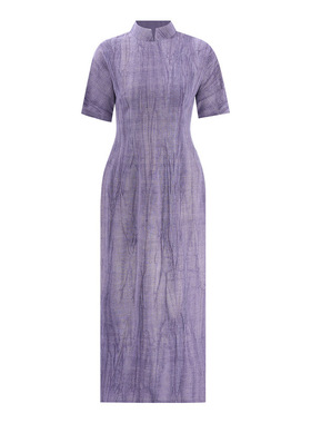 紫色长款旗袍夏季2025年新款复古中国风日常改良连衣裙250195