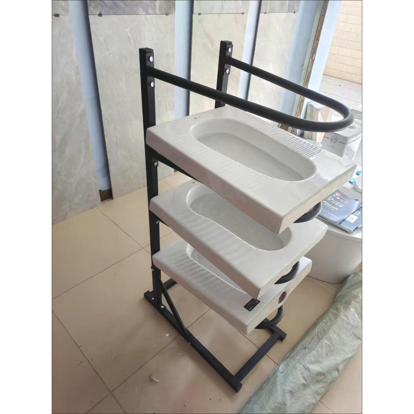 蹲便器展架陶瓷卫浴展具洗手台上盆双用展架蹲厕架便坑水箱展示架