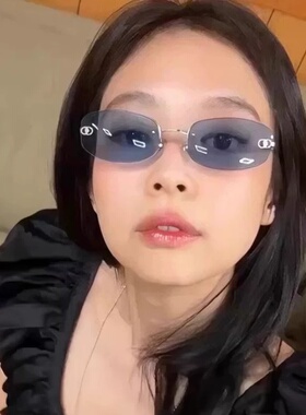 Jennie同款墨镜女款潮方圆脸蓝色