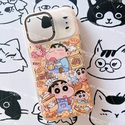 现货滴胶手机壳17pm咖啡蜡笔小新孤品可定制安卓苹果17promax