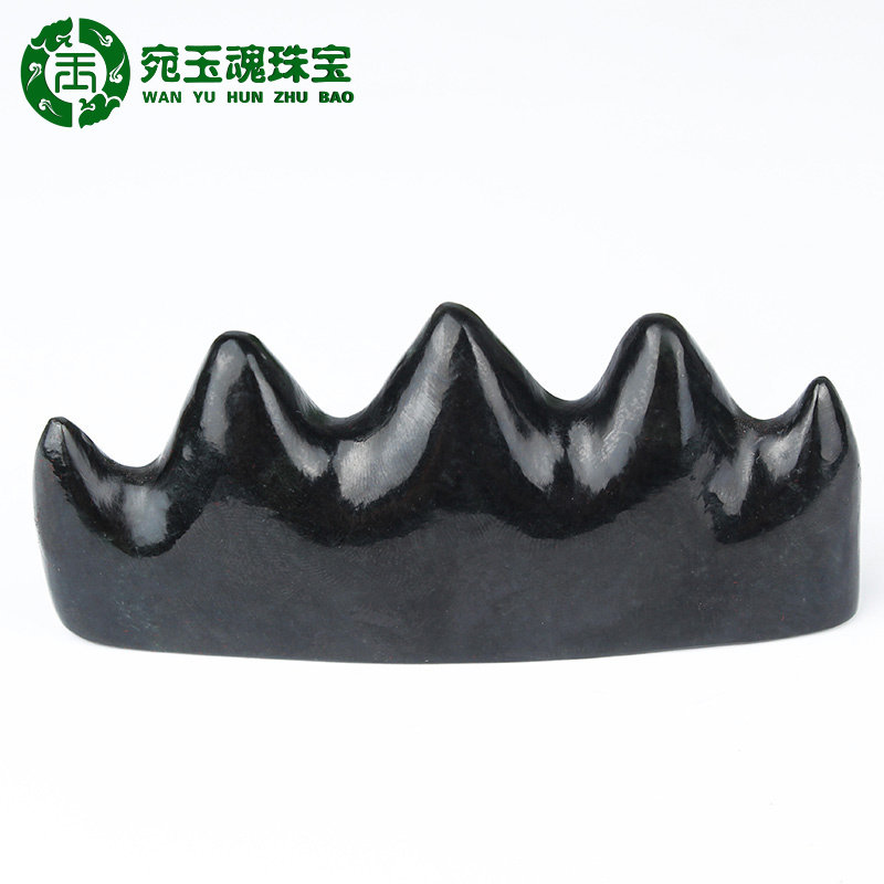 和田玉文房四宝摆件青玉毛笔砚台镇尺笔架印章一套文具商务套装