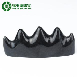 和田玉文房四宝摆件青玉毛笔砚台镇尺笔架印章一套文具商务套装