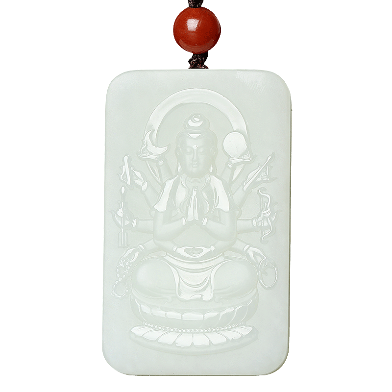 白玉生肖本命佛八大守护神吊坠