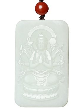 白玉生肖本命佛八大守护神吊坠