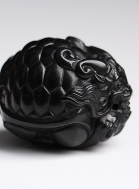 手工雕刻黑色和田玉龙龟吊坠男墨玉龙龟荣归挂件女玉石项链玉坠