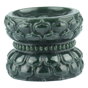 宛玉魂和田青玉香插摆件天然玉石莲花香插手把件带证书